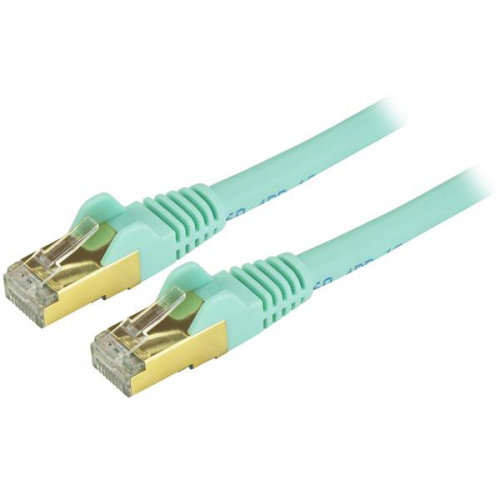 STARTECH  12Ft Cat6A 10GBit/s Shielded Snag-Less Patch Cable - Aqua - (C6Aspat12Aq)