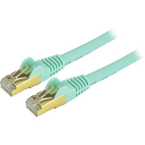 Startech 8ft Cat6a 500mhz Shielded Patch Cable - Aqua -