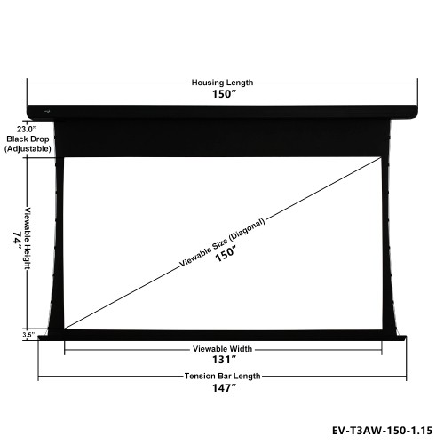 EluneVision Reference Studio AudioWeave 4K 150" Motorized Projector Screen - Black