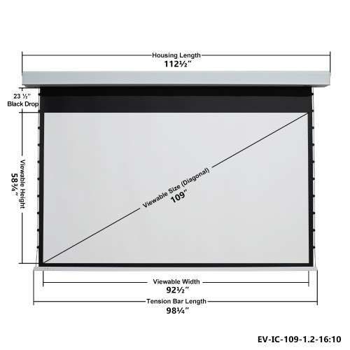 EluneVision 109" In-Ceiling Motorized 16:10 Projector Screen