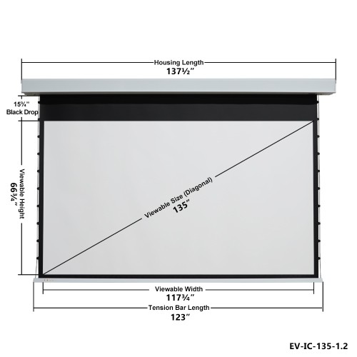 EluneVision 135" In-Ceiling Motorized 16:9 Projector Screen