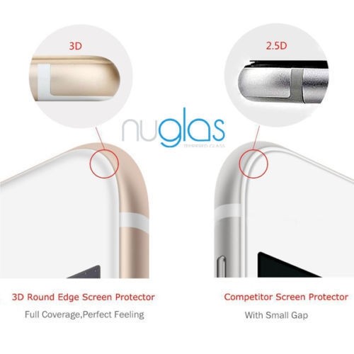 Nuglas 0.3mm 3D Tempered Glass Full Screen Protector White iPhone 6Plus, 6S Plus