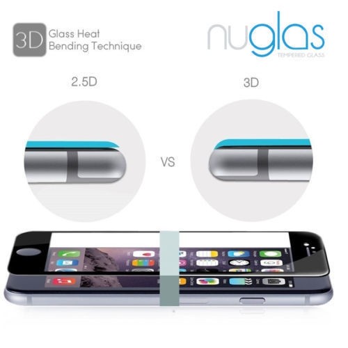 Nuglas 0.3mm 3D Tempered Glass Full Screen Protector White iPhone 6Plus, 6S Plus