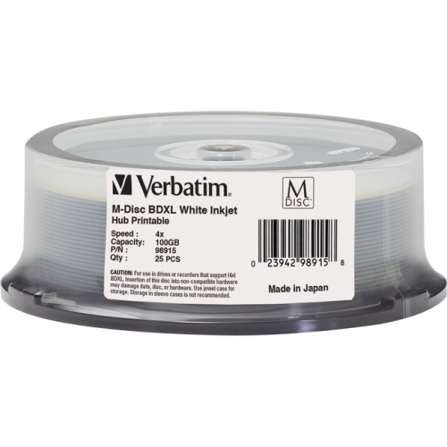 Verbatim Blu-ray Recordable Media - BD-R - 4x - 100GB - 25 Pack Spindle