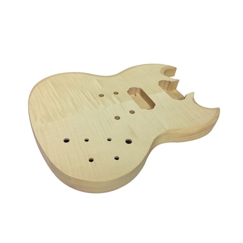 Solo SG Style DIY Guitar Kit, Basswood Body, Flamed Maple Top