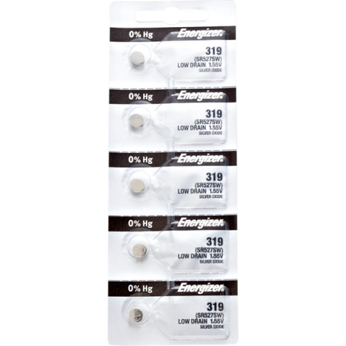 5 x Energizer 319 Watch Batteries, 1.55V, equivalent SR527SW, 527