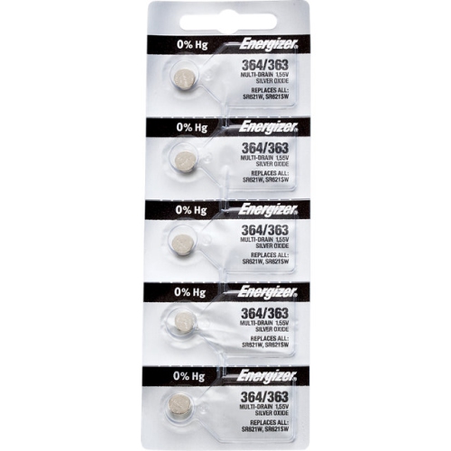 5 x Energizer 364 Watch Batteries, 0% MERCURY equivilate SR621SW