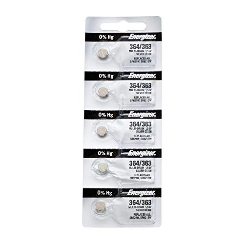 5 x Energizer 364 Watch Batteries, 0% MERCURY equivilate SR621SW
