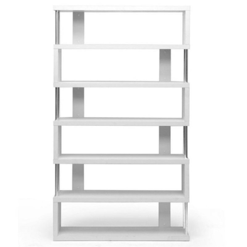 Bowery Hill 6 Shelf Modern Bookcase in White
