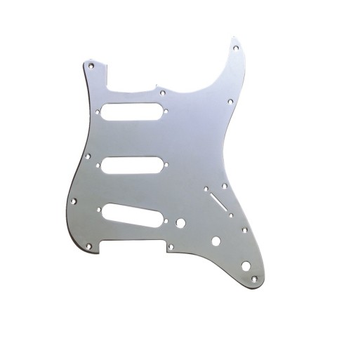 Fender® 11-Hole Modern-Style Plated Brass Stratocaster® S/S/S Pickguard - 1-Ply - Chrome Plated