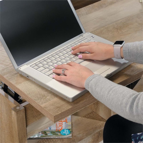 Sauder – Table à café à dessus relevable pour le salon avec rangement dissimulé. Fini chêne linteau