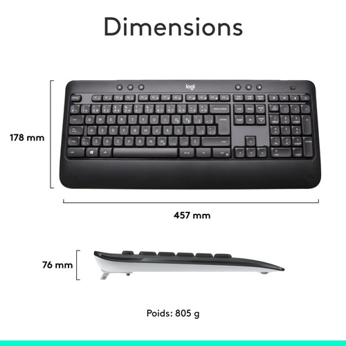 Ensemble avec clavier et souris optique sans fil MK540 de Logitech - Français