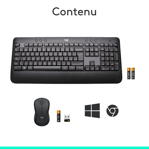 Ensemble avec clavier et souris optique sans fil MK540 de Logitech - Français