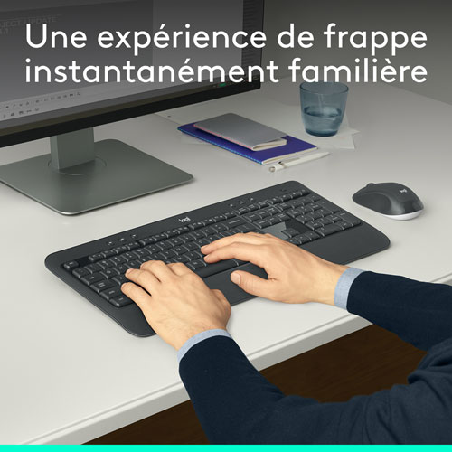 Ensemble avec clavier et souris optique sans fil MK540 de Logitech - Français