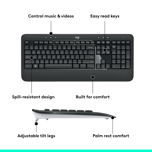 Ensemble avec clavier et souris optique sans fil MK540 de Logitech - Français