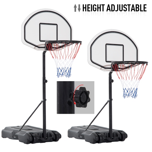 HOMCOM 51"-64" Height Adjustable Basketball System Poolside Hoop Stand Portable with Wheels