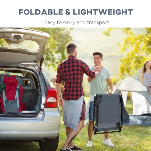 Outsunny Outdoor Folding Lounge Chair, 4-Level Adjustable Chaise Lounge with Headrest, Tanning Chair Beach Bed, Reclining Lounger Cot for Camping,