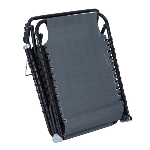 Outsunny Outdoor Folding Lounge Chair, 4-Level Adjustable Chaise Lounge with Headrest, Tanning Chair Beach Bed, Reclining Lounger Cot for Camping,