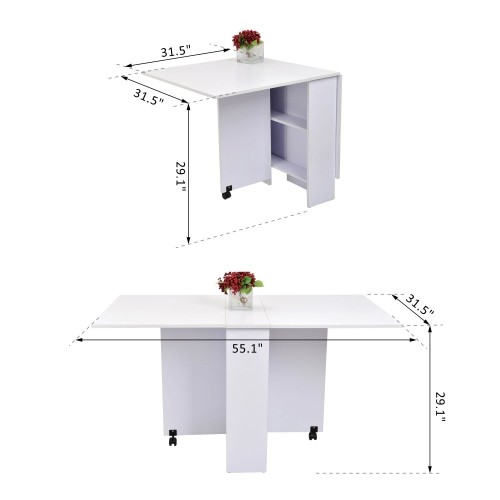 HOMCOM Dining Table with 2 Shelves
