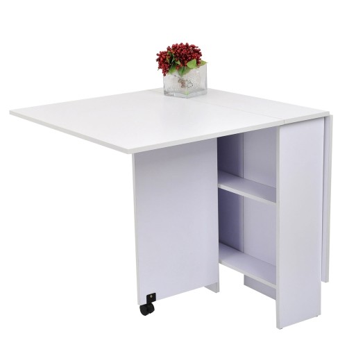 HOMCOM Dining Table with 2 Shelves