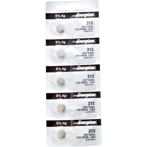 Image 1 de 1.. 5 piles 315 d'Energizer pour montre, équivalence MERCURE DE 0 % de SR716SW