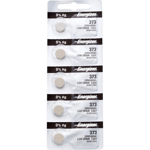 Image 1 de 1.. 5 piles Energizer 373 pour montre, 0 % MERCURE équivalent SR916SW, 916