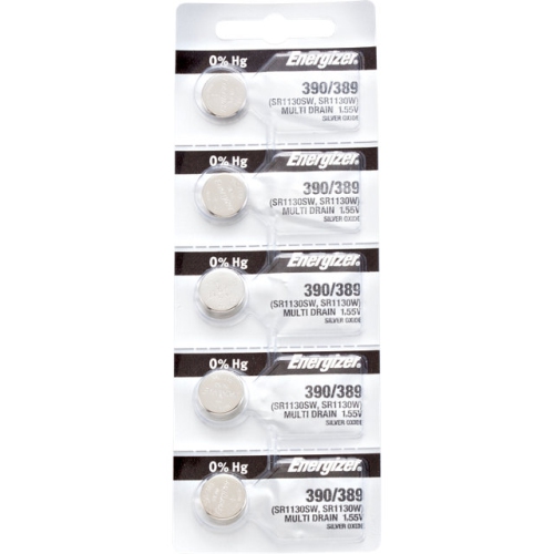 Image 1 de 1.. 5 piles Energizer 390 pour montre, 0 % MERCURE équivalent SR1130SW, 389