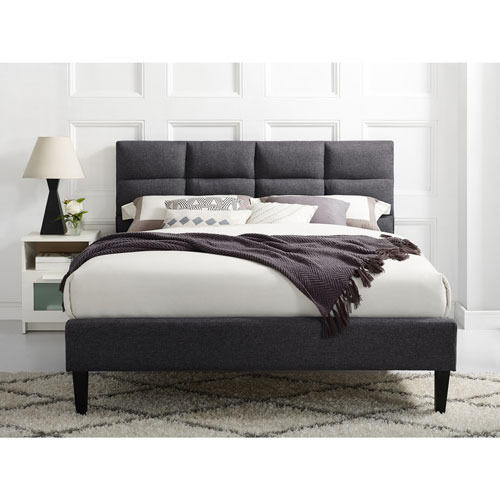 Zoey Transitional Upholstered Bed, Double Size Headboard Canada