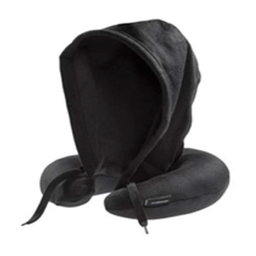 Mia Toro Hooded Travel Neck Pillow - Unisex Travel Accessories [Black]