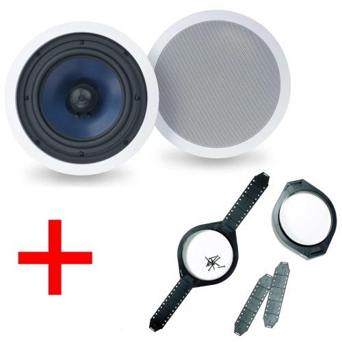 Polk Audio Rc80i 8 Round In Ceiling Speakers Pair Bundle With Polk Audio Pb Lc80i Pre Construction Brackets