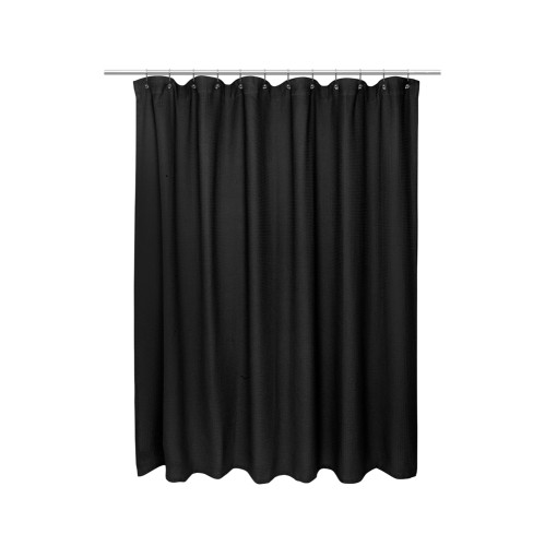 American Crafts Waffle Weave Cotton Shower Curtain 72 Wide X 84 Long Black
