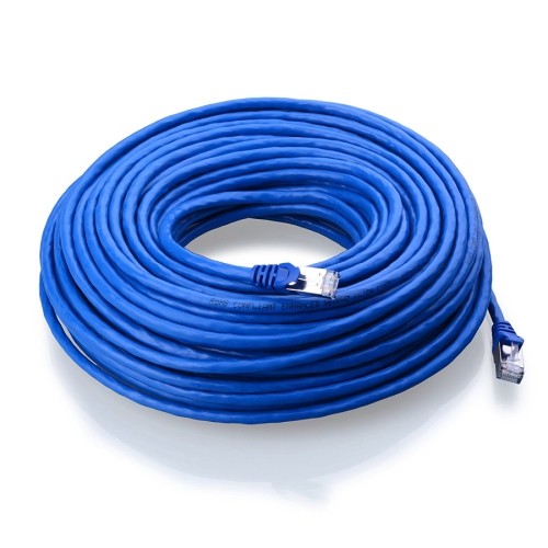 TechCraft – Câble réseau filaire Ethernet blindé, 10 Gb/s RJ-45, bleu, 25 pi
