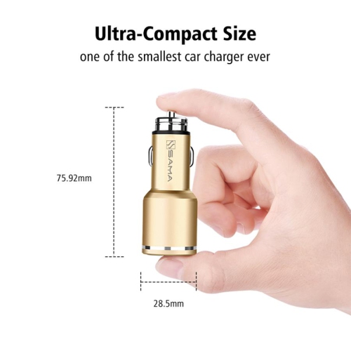 SAMA SA-50201 Dual USB 3.0 Car Charger 30W Quick Charge Gold