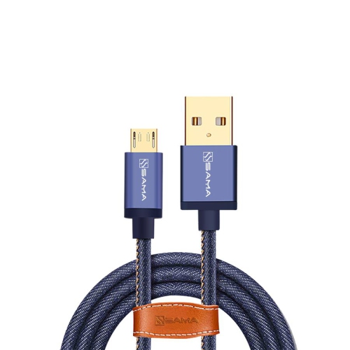 SA 30401 SAMA USB2.0 to micro USB data & charging cable with braid 1.5M Blue