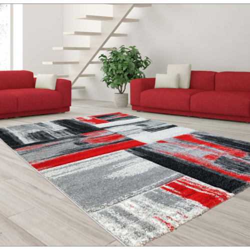 LA Dole Copper Abstract Carpet 5'2" x 7'3" Rectangle Area Rug - Red/Black/Grey