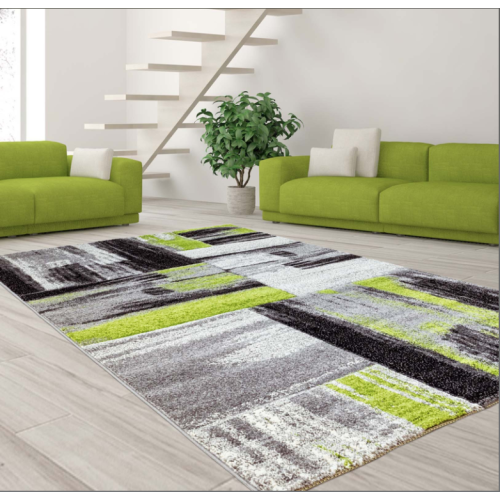 LA Dole Copper Abstract Carpet 6'2" x 9'2" Rectangle Area Rug - Green Black Grey