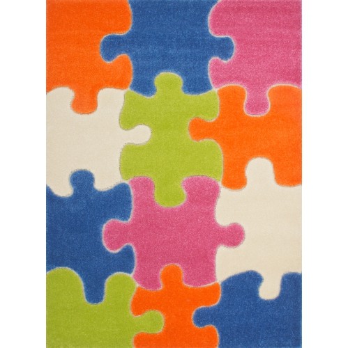 LA Dole Carpet with Puzzles Theme 5'2" x 7'3" Rectangle Area Rug - Multi-Colour