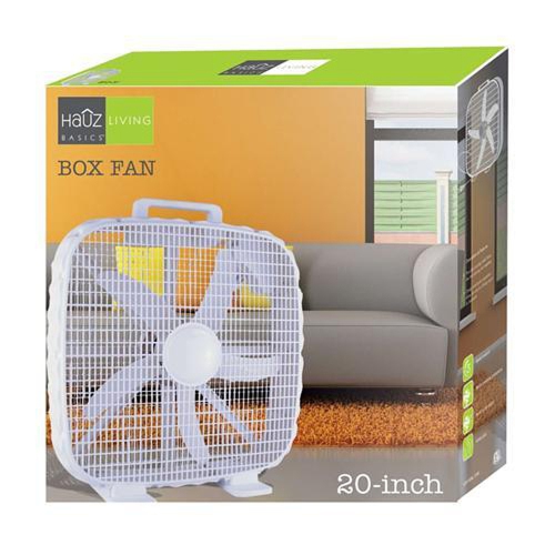 Ventilateur à boîtier de 20&nbsp;po de Hauz | 3 vitesses, moteur silencieux, protection contre la surchauffe, grille de sécurité, blanc - BF2-20