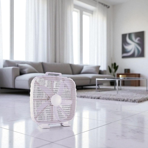 Ventilateur à boîtier de 20&nbsp;po de Hauz | 3 vitesses, moteur silencieux, protection contre la surchauffe, grille de sécurité, blanc - BF2-20