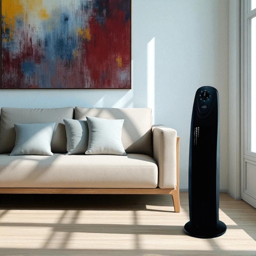 Ventilateur vertical oscillant de 29 po de Hauz, noir