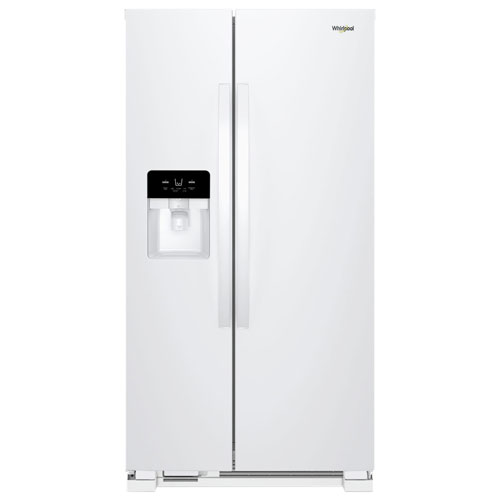 Image 1 de 3.. Réfrigérateur côte à côte 33 po 21,4 pi³, distributeur eau/glaçons Whirlpool - Blanc