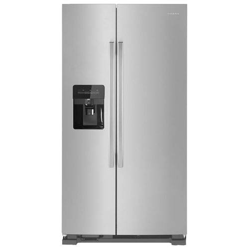 Réfrigérateur à congélateur juxtaposé 21,4 pi³ 33 po d'Amana - Noir sur inox