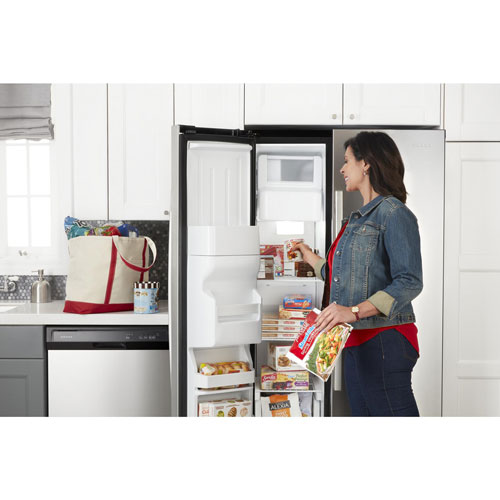 Amana 33" 21.4 Cu. Ft. Side-By-Side Refrigerator (ASI2175GRS) - Black-On-Stainless Steel