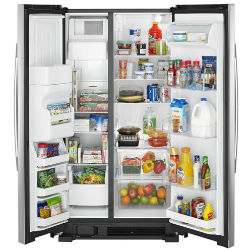 Amana 33" 21.4 Cu. Ft. Side-By-Side Refrigerator (ASI2175GRS) - Black-On-Stainless Steel
