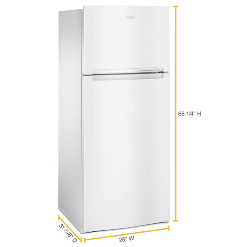 Whirlpool 28" 17.6 Cu. Ft. Top Freezer Refrigerator with LED Lighting (WRT518SZFW) - White