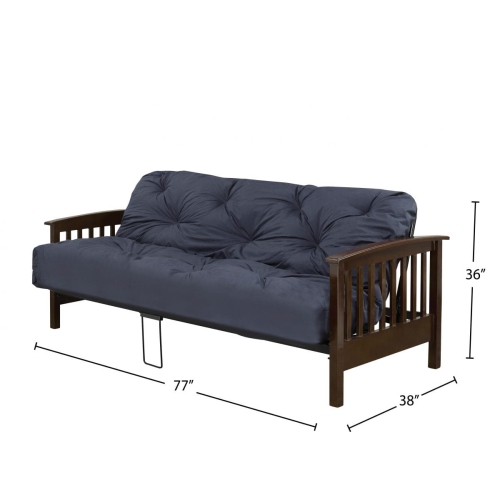 Espresso Wood Finish Classic Futon Frame with Centre Support and Easy Drop Down Mechanism