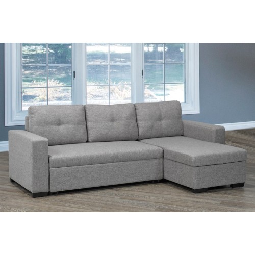 Sectionnel de sofa contemporain de tissu de toile grise avec le bouton de stockage Tufting la zone de couchage pleine transition facile