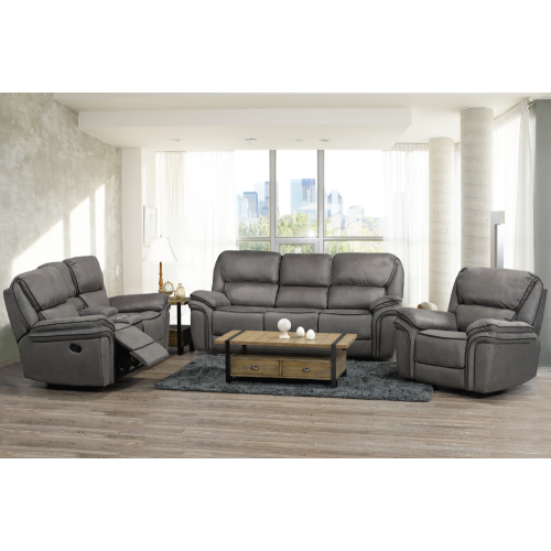 Smoke Grey Padded Micro Suede Upholstered Contemporary Recliner Sofa : Recliner Chairs  Best 