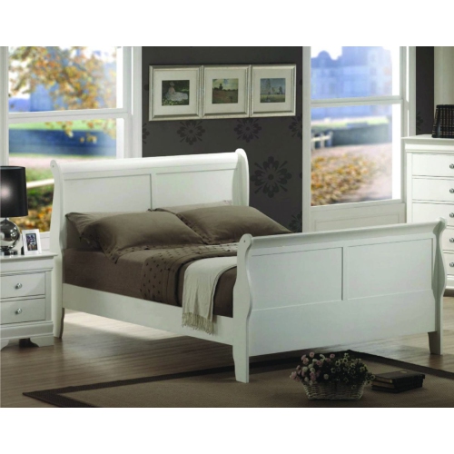 Louis Phillipe Semi Gloss White Finish Wood Traditional 39" Single Bed Slats Included