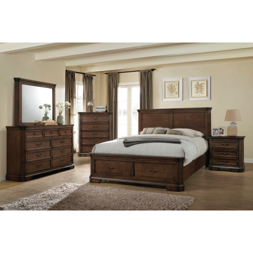 Claire Distressed Dark Walnut Wood Finish Traditional Bedroom Chest With 5 Drawers